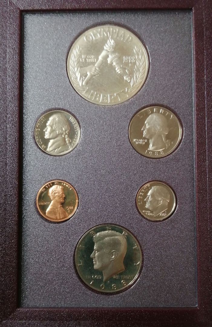 1988年アメリカプルーフ貨幣セット。