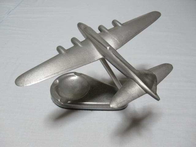 美品 1930年代 アメリカ製◆爆撃機 ボーイングB-17模したオブジェ付き灰皿