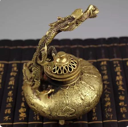 手提竜香炉 銅器 香炉 茶道具 香道具 工芸品 美術品 置物
