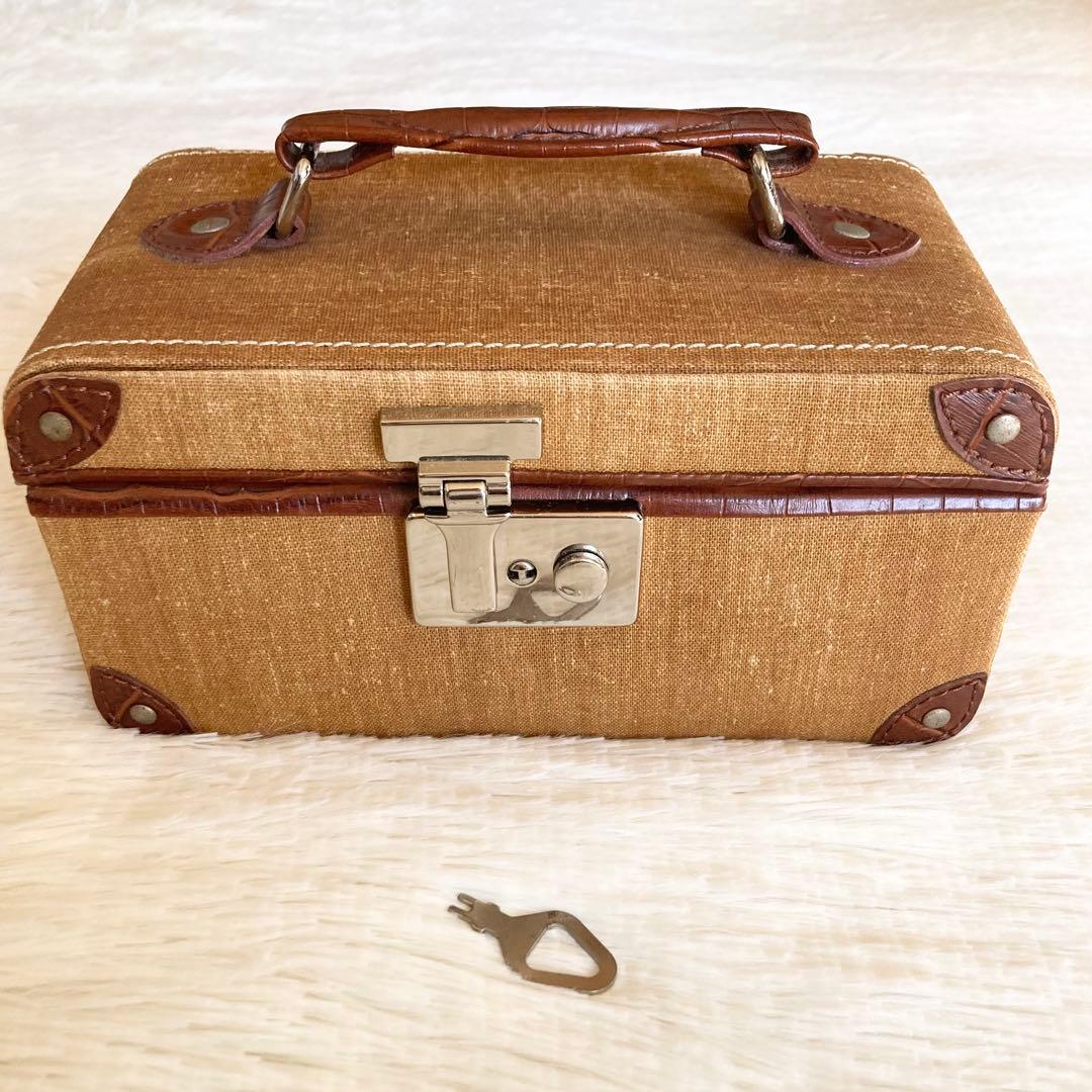 ジュエリー ボックス トランク　ミラー ケース　鍵付き　ヴィンテージ　小物入れ