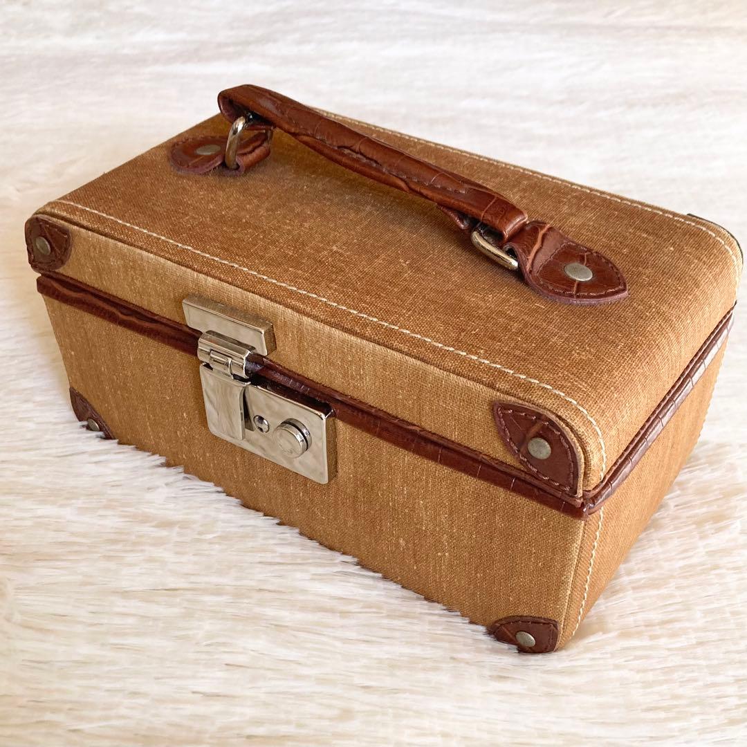 ジュエリー ボックス トランク　ミラー ケース　鍵付き　ヴィンテージ　小物入れ