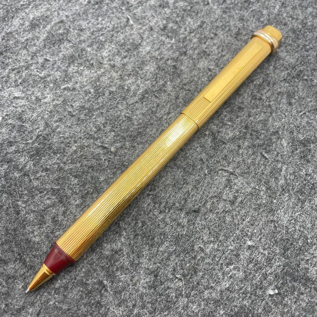 PE321□カルティエ トリニティ キャップ式ボールペン ストライプ ゴールド
