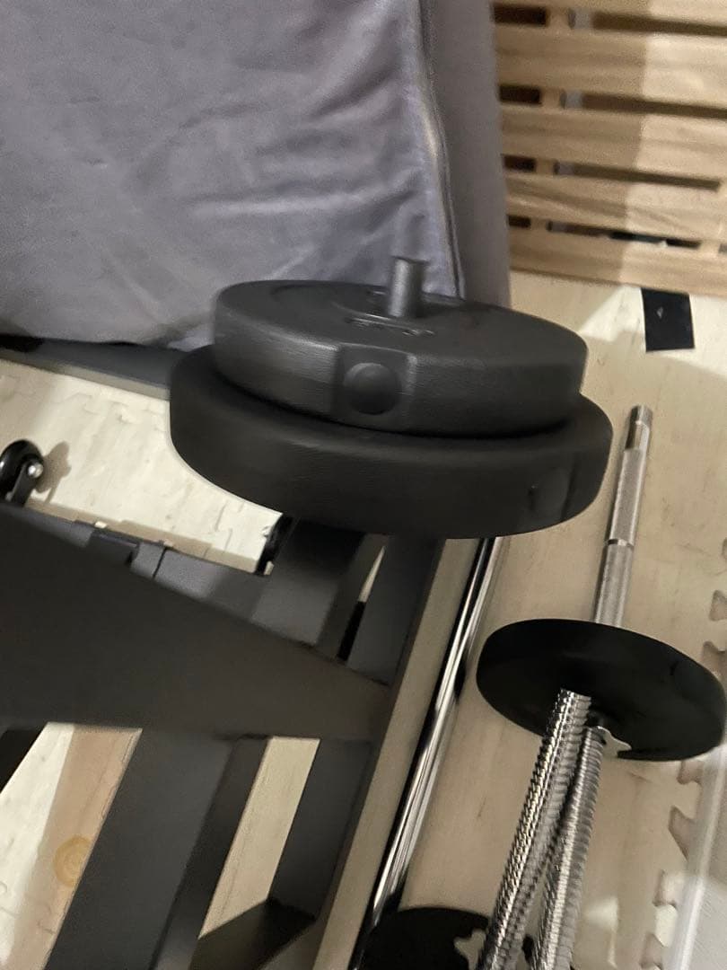 美品 トレーニングベンチ バーベルスタンド バーベル セット バーベルスクワット