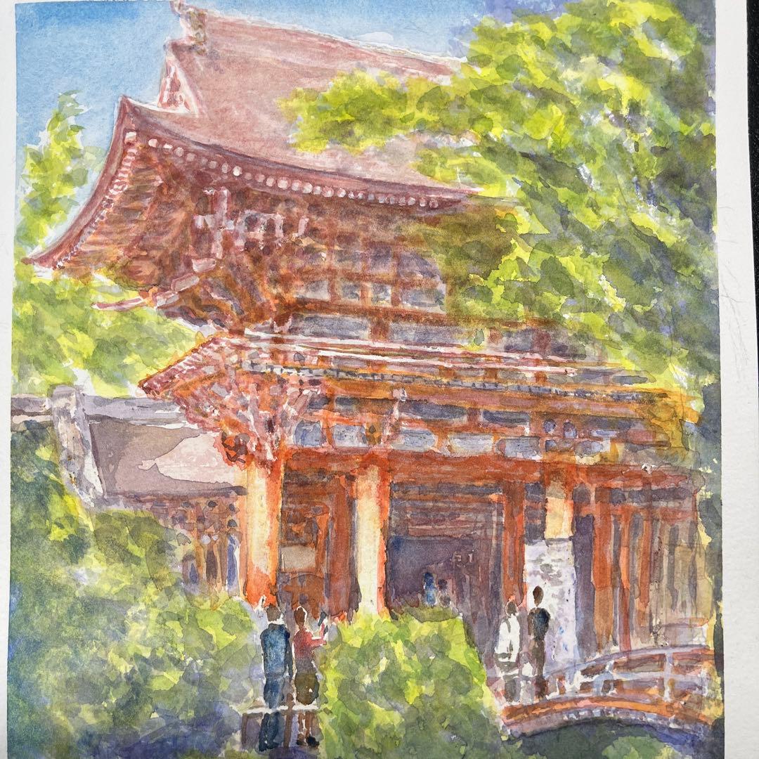 動画投稿中　Ｆ4 上賀茂神社　手描き水彩画　原画　京都世界遺産
