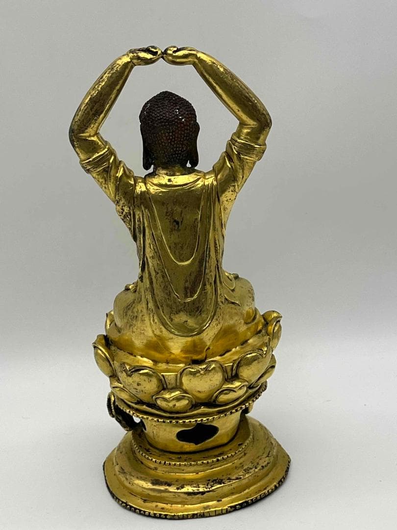 唐時代　金銅釈迦様立像　阿弥陀如来　金銅仏　唐物　仏教用品(C-80)