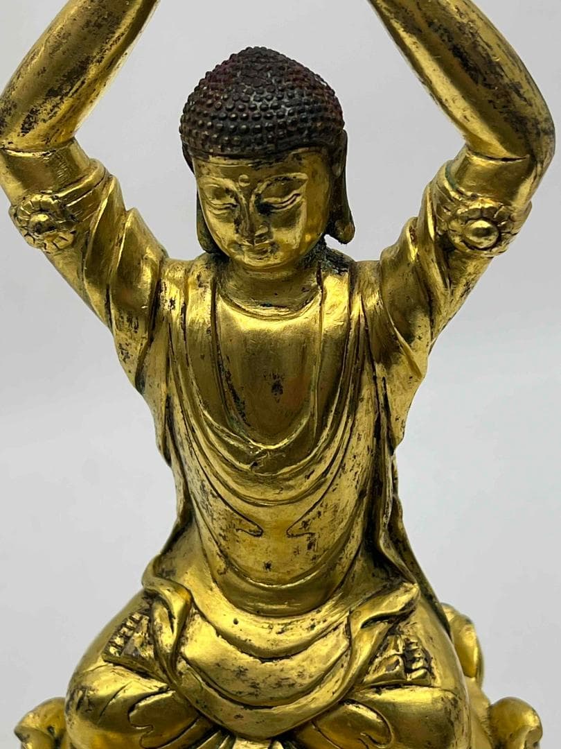 唐時代　金銅釈迦様立像　阿弥陀如来　金銅仏　唐物　仏教用品(C-80)