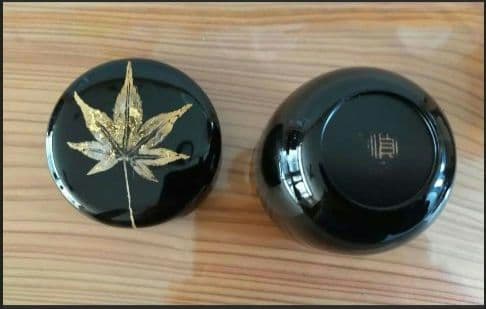 茶道具　棗　なつめ　真塗　茶道　　茶筒　紅葉　黒
