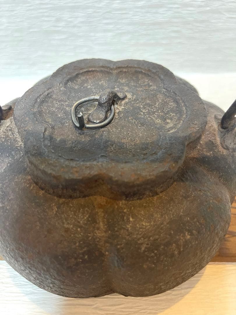 南部鉄器　鉄瓶　鋳鉄製花型急須 花型　アンティーク　置物　時代物