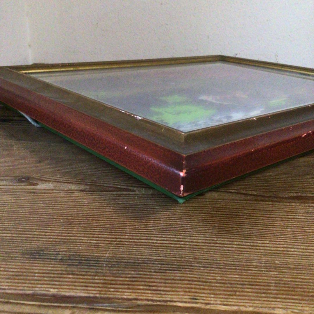 No4127 額装　作者不明　コラージュ画　油彩画　抽象画　現代アート　送料無料