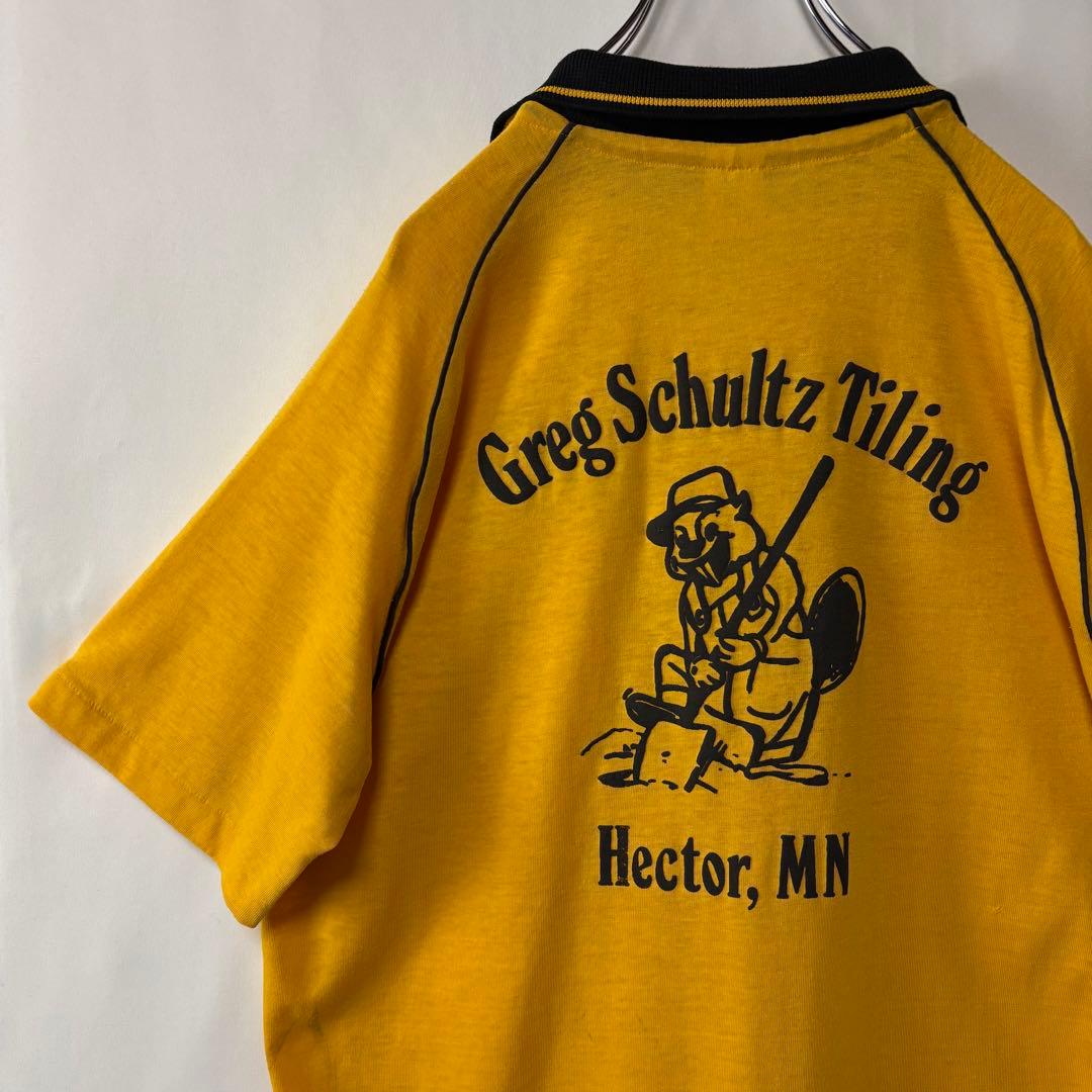 USA製　ヒルトン　ボーリングシャツ　Lサイズ　半袖シャツ　イエロー　アメカジ