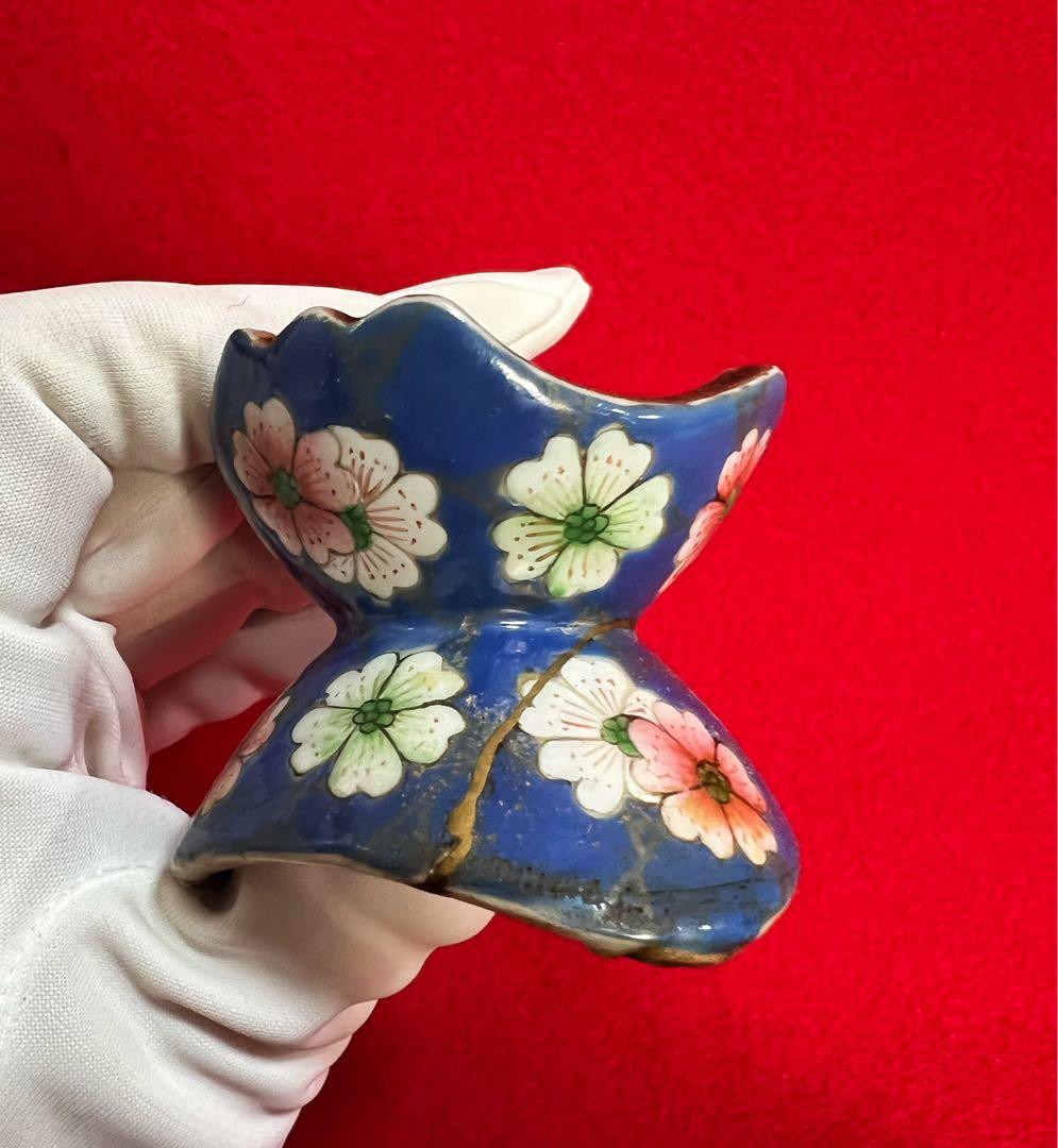 古美術 古玩 骨董品 十錦手櫻模樣蓋置 嘉慶年製　茶道具