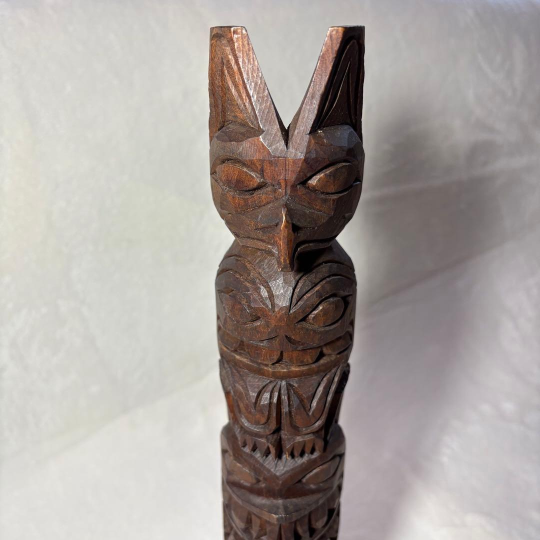カナダ　先住民　トーテムポール　木製　木彫り　　ヴィンテージ