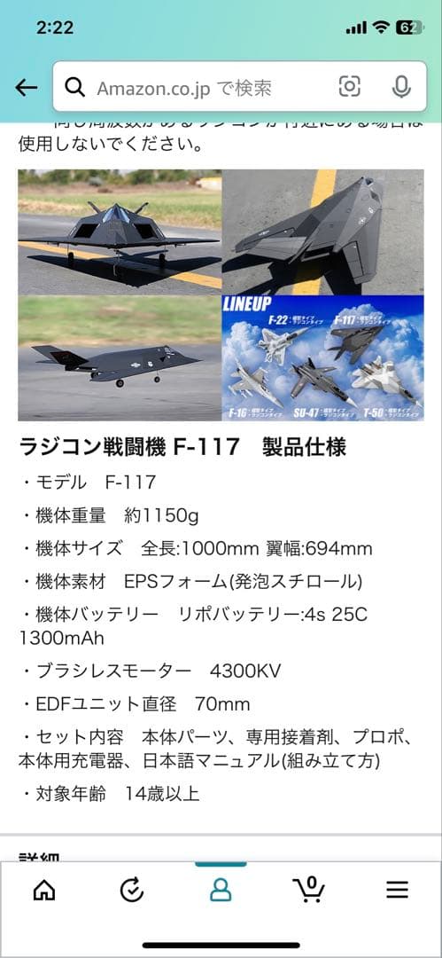 F-117 Nighthawk RCモデル 1000mm