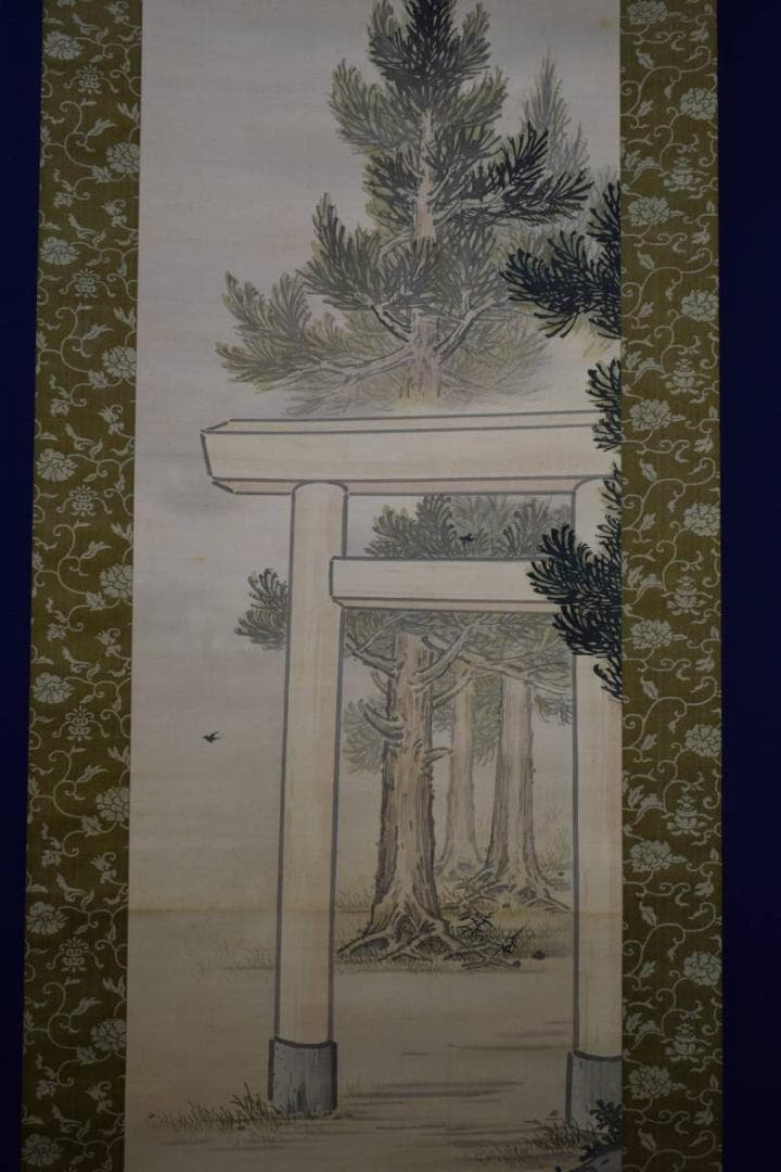 模写/梅里/北畠顕信卿鳥海山祈願之図/双幅/布袋屋掛軸HE-274