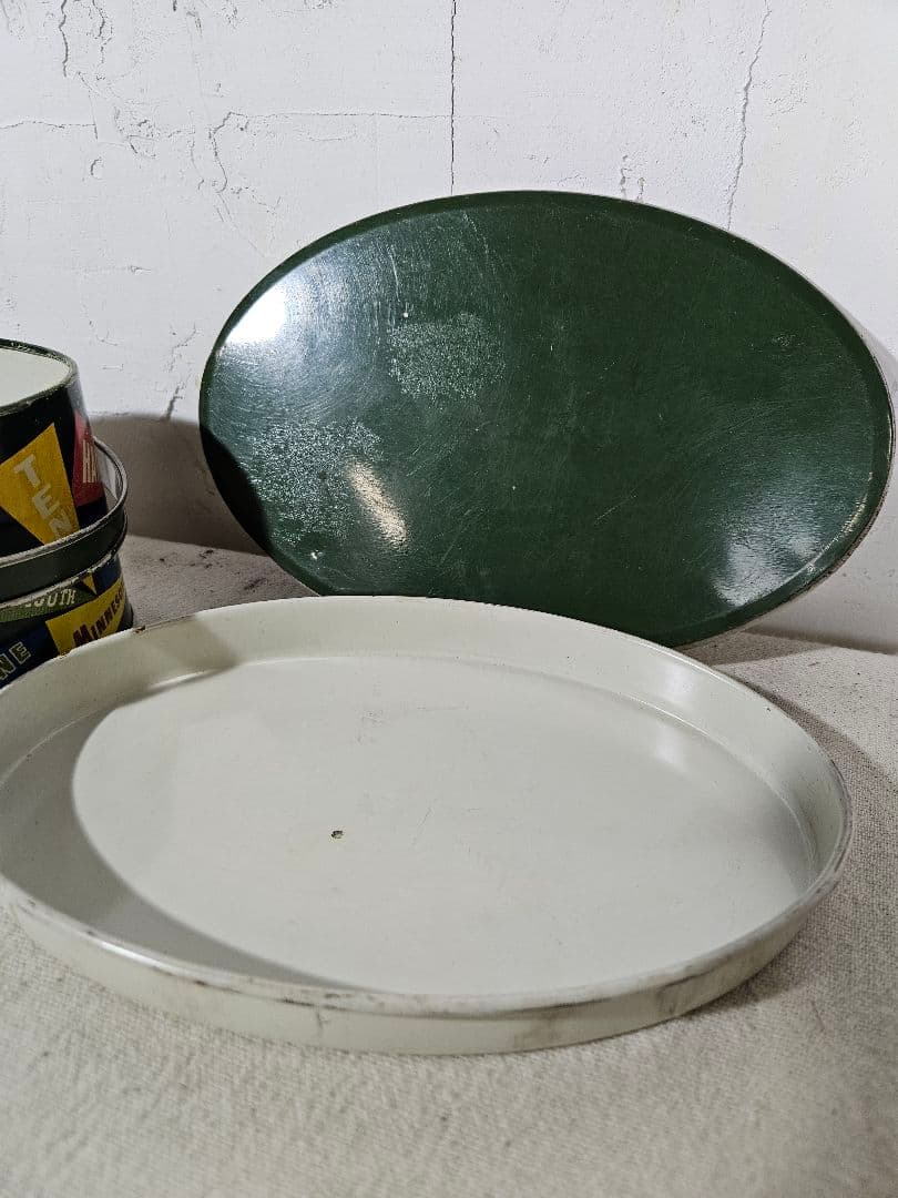 US vintage TIN缶 カレッジ ペナント オブジェ ハンドル 中蓋付き