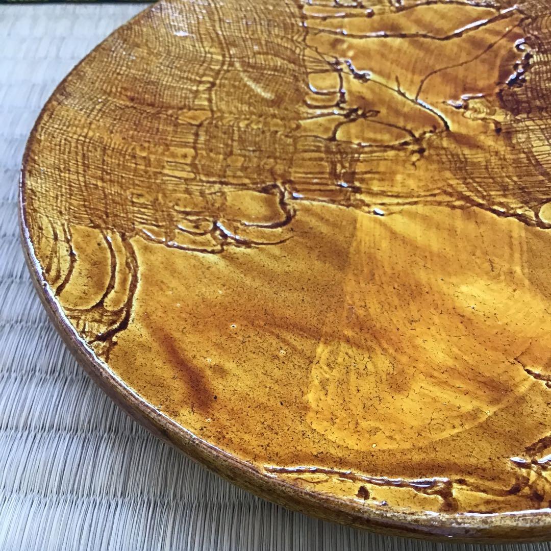 茶道具　飴釉　菓子器　楽焼菓子皿　孤葊(こあん)造　紙箱　S151KZ