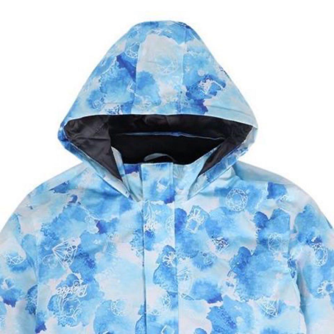 子供用スキーウェア 青系花柄 上下セット130cm