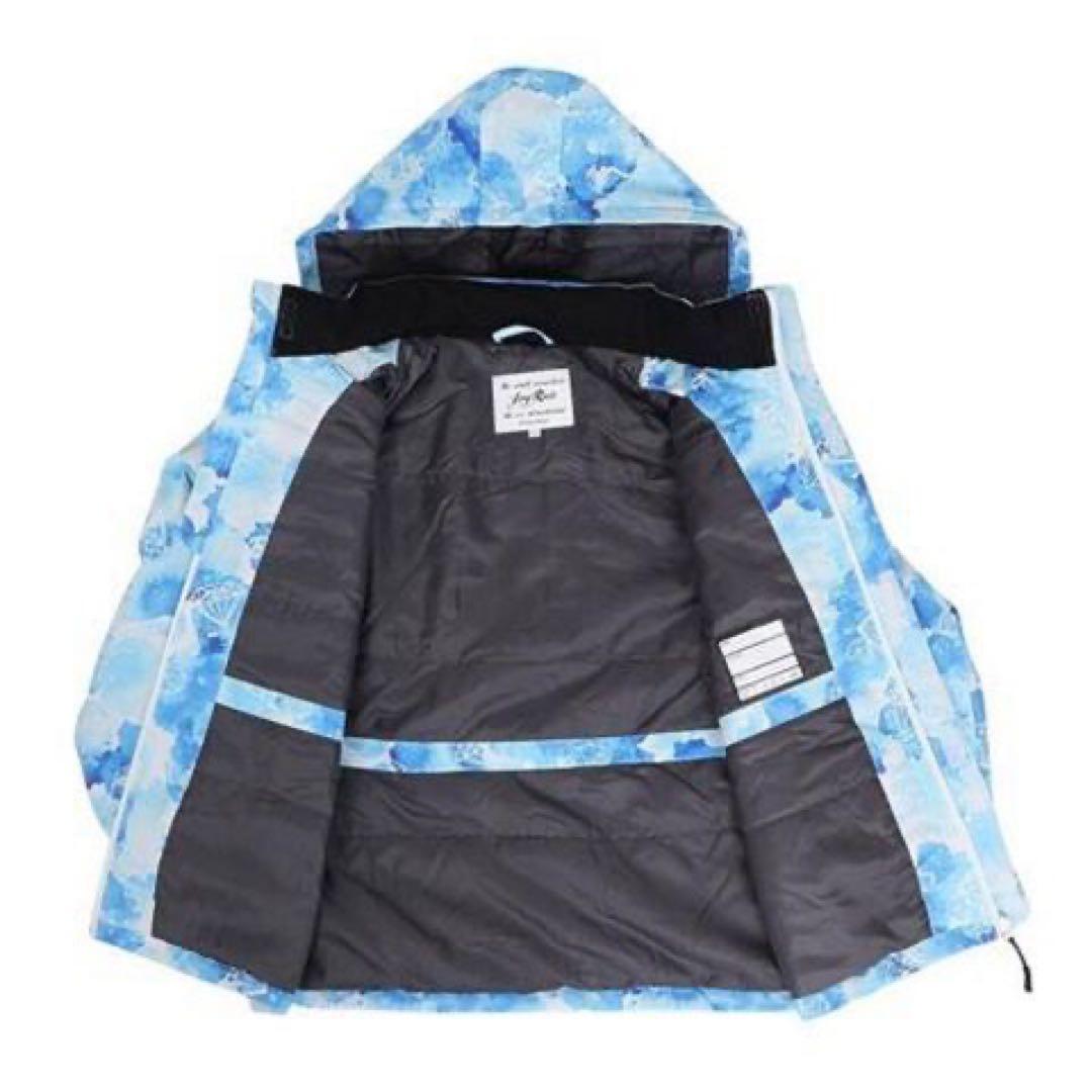 子供用スキーウェア 青系花柄 上下セット130cm