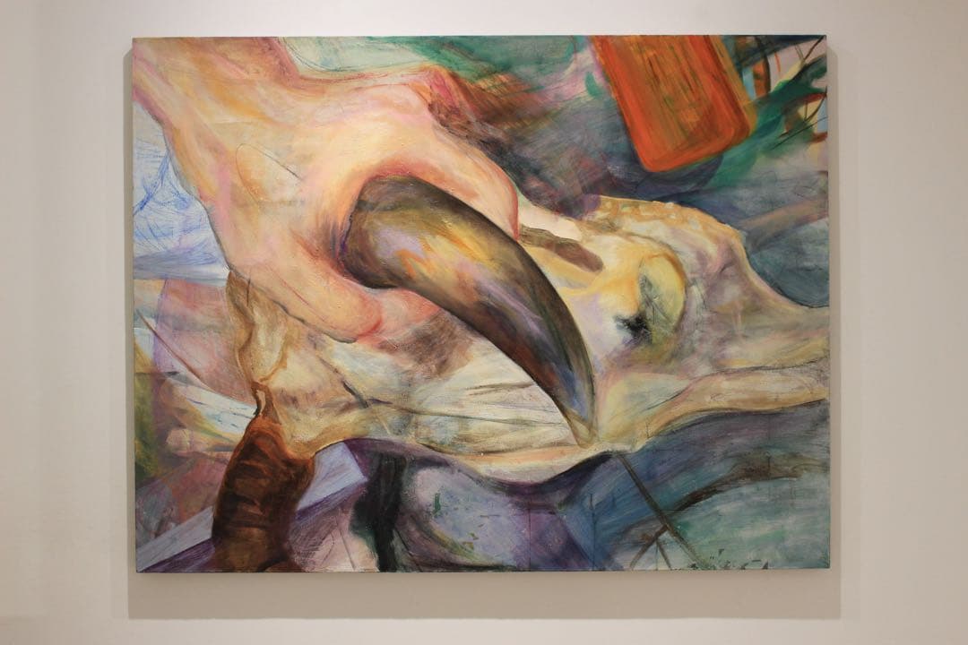 【F80号】delay 原画　抽象表現主義 油彩画 動物の頭部