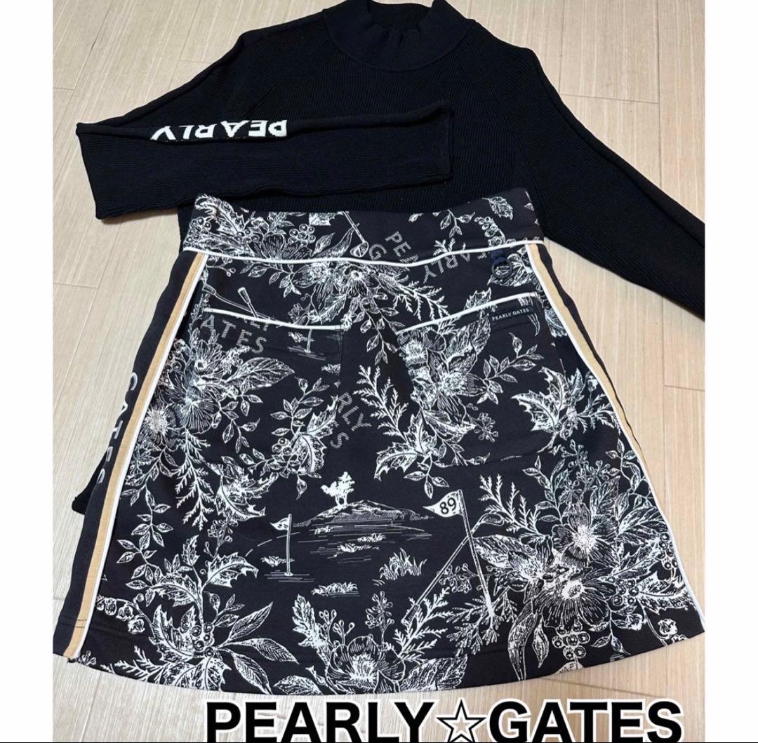 パーリーゲイツ　花柄　スカート　ダンボールニット　サイズ１