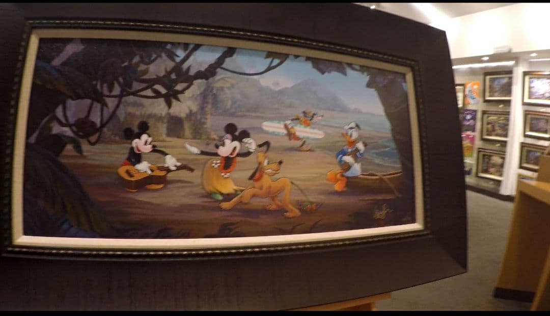 最終値下げディズニーハワイアンホリデー絵画ディズニー公認画家ウィリアムサイン入り