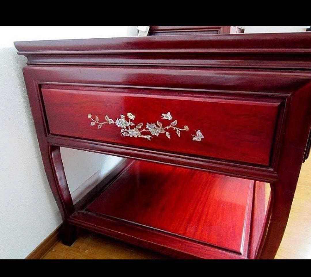 中国美術 唐木 螺鈿象嵌細工 螺鈿テーブル/シノワズリ・中国 高級家具:配送別途