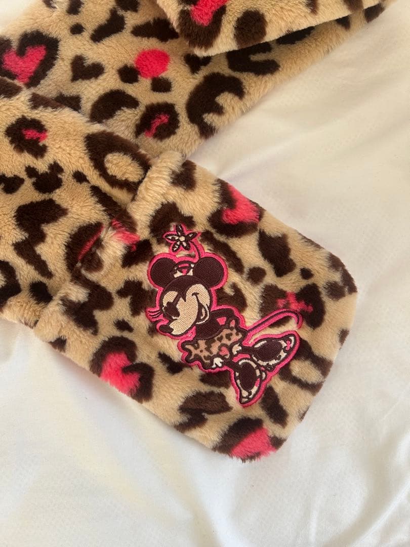 ディズニー ミニーマウス ヒョウ柄マフラーファンキャップ