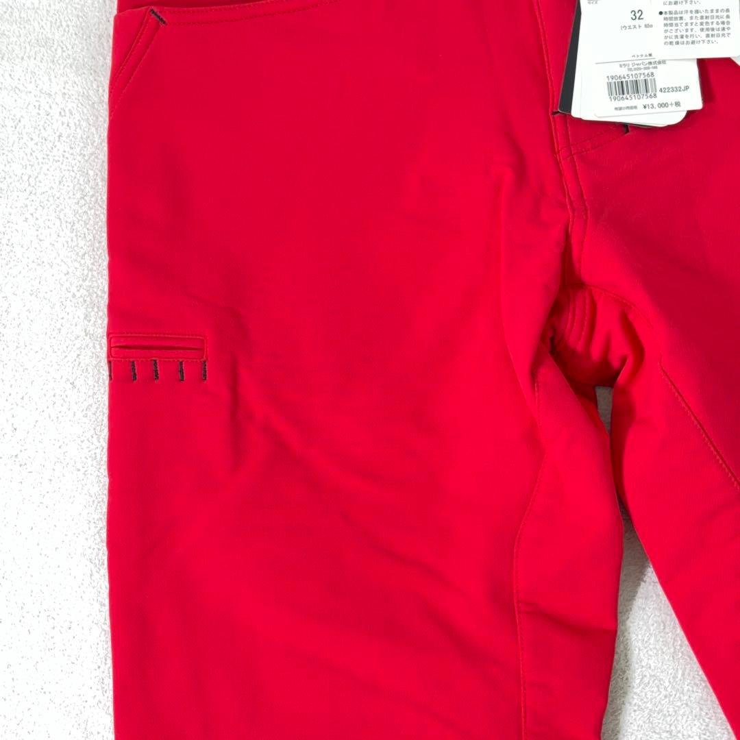 タグ付美品【OAKLEY】ゴルフパンツ 撥水 防寒 裏起毛 ロゴ刺繍 赤系 32