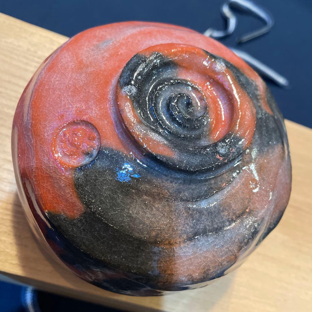 大徳寺【福本 積鷹】和尚書付、【佐々木 松楽】(造)の『赤黒楽茶碗』一双※茶道具