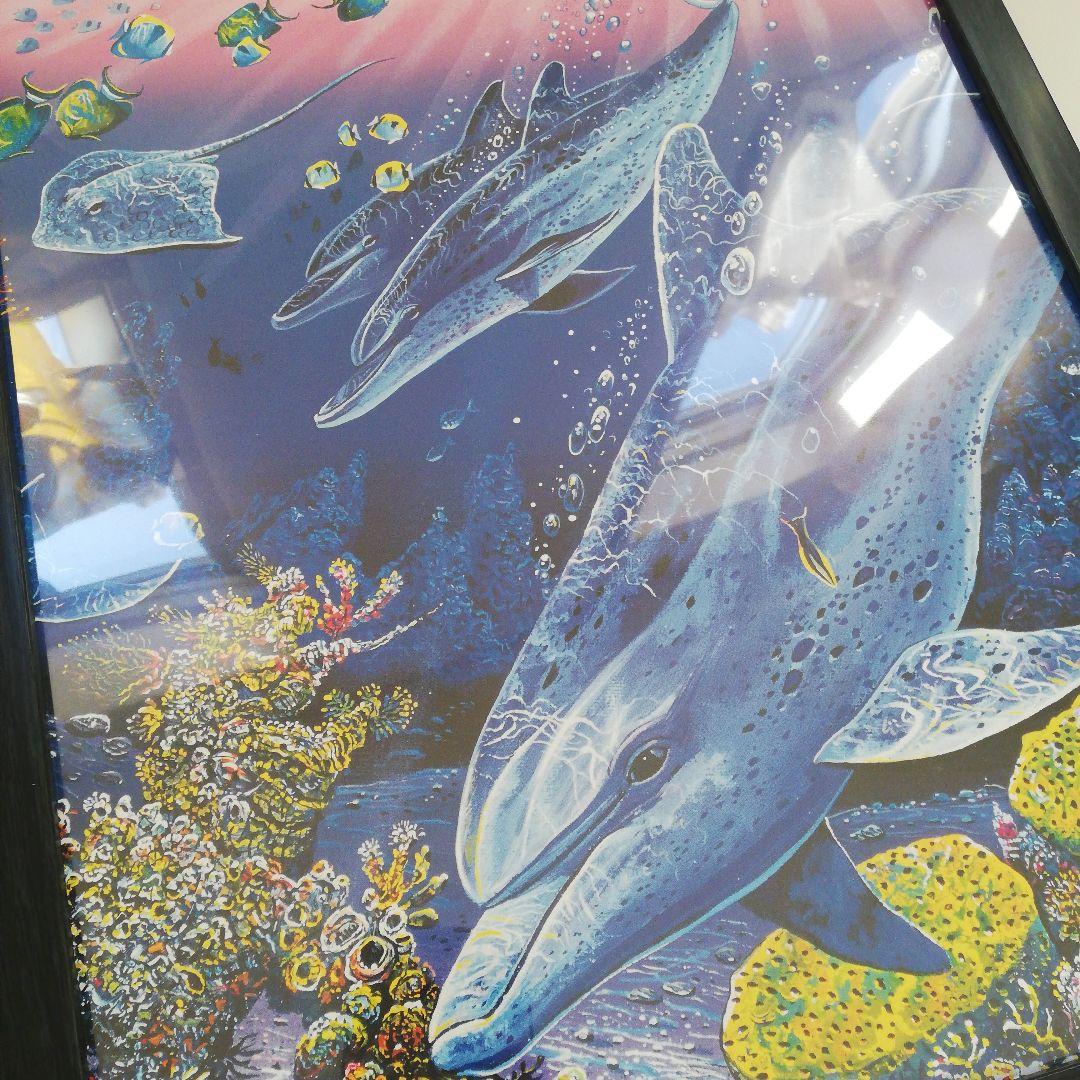 アートパネル　ハワイ　ワイキキ　オアフ　イルカ　リゾート　海　珊瑚礁　魚　熱帯魚