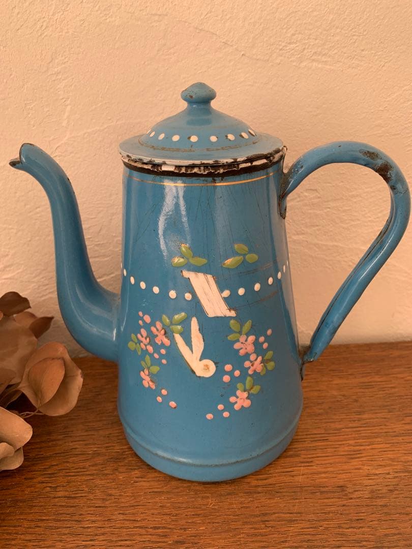 フランス　蚤の市　ピッチャー　ホーロー　ブロカント