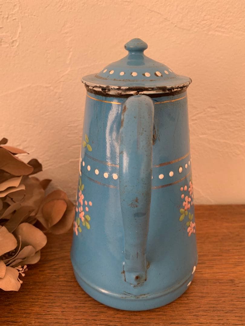 フランス　蚤の市　ピッチャー　ホーロー　ブロカント