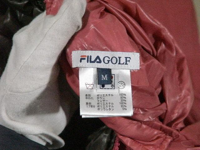 48690　フィラゴルフ　リバーシブルダウンコート　カーキ×ピンク　M