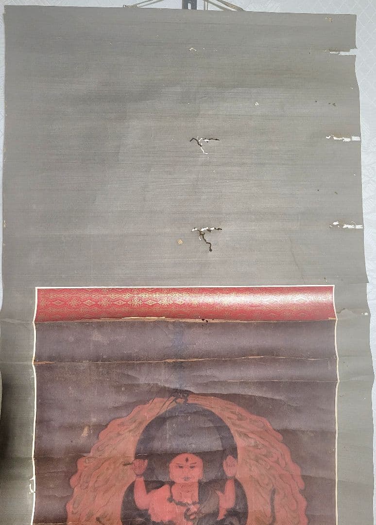 大龍山三十五祖　日猛上人　お題目に明王図　掛け軸　肉筆　書画、骨董品、美術品