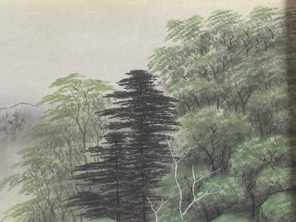 上条東観　絵画　山の湖畔（タイトル不明）評価額３２萬円　保証書付き