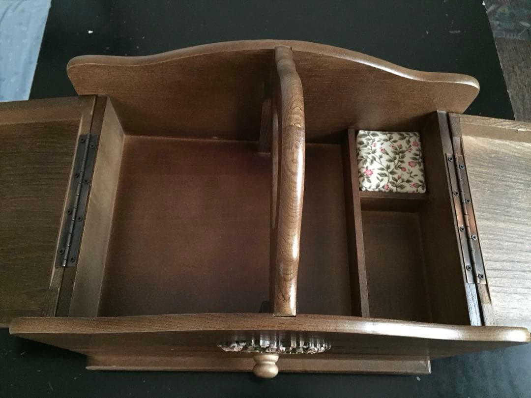 箱ありG-wood 裁縫箱 木製 アンティーク レトロ　ソーイングボックス 木箱