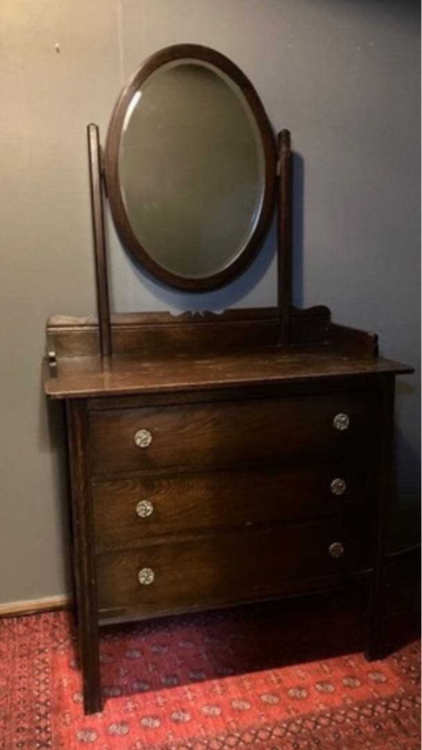 イギリスアンティーク＊ミラー付ドレッサー/チェスト英国オーク材