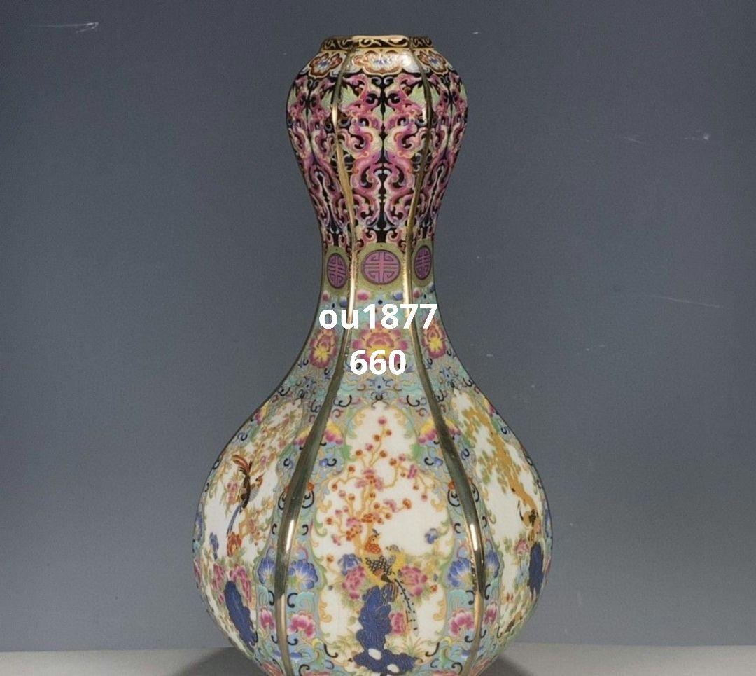 パステル琺瑯彩蒔花蒜頭瓶 景徳鎮 陶磁器 装飾品 現代工芸品 美術品 置物