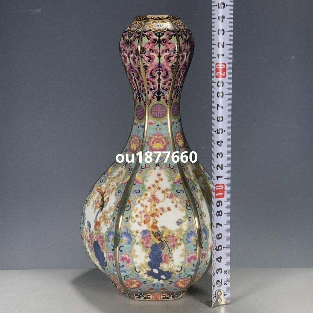 パステル琺瑯彩蒔花蒜頭瓶 景徳鎮 陶磁器 装飾品 現代工芸品 美術品 置物