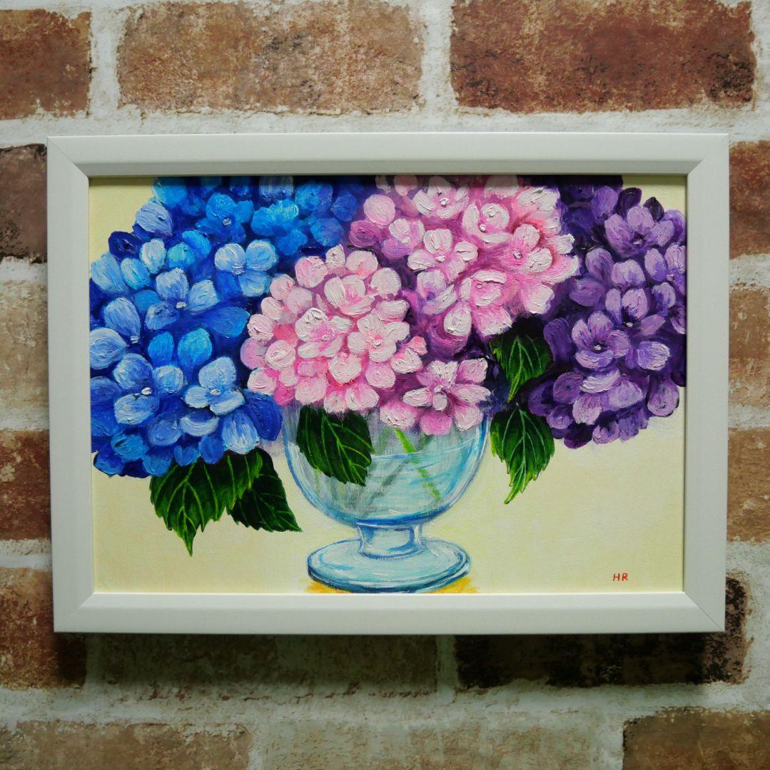 油絵 絵画 【紫陽花の花】