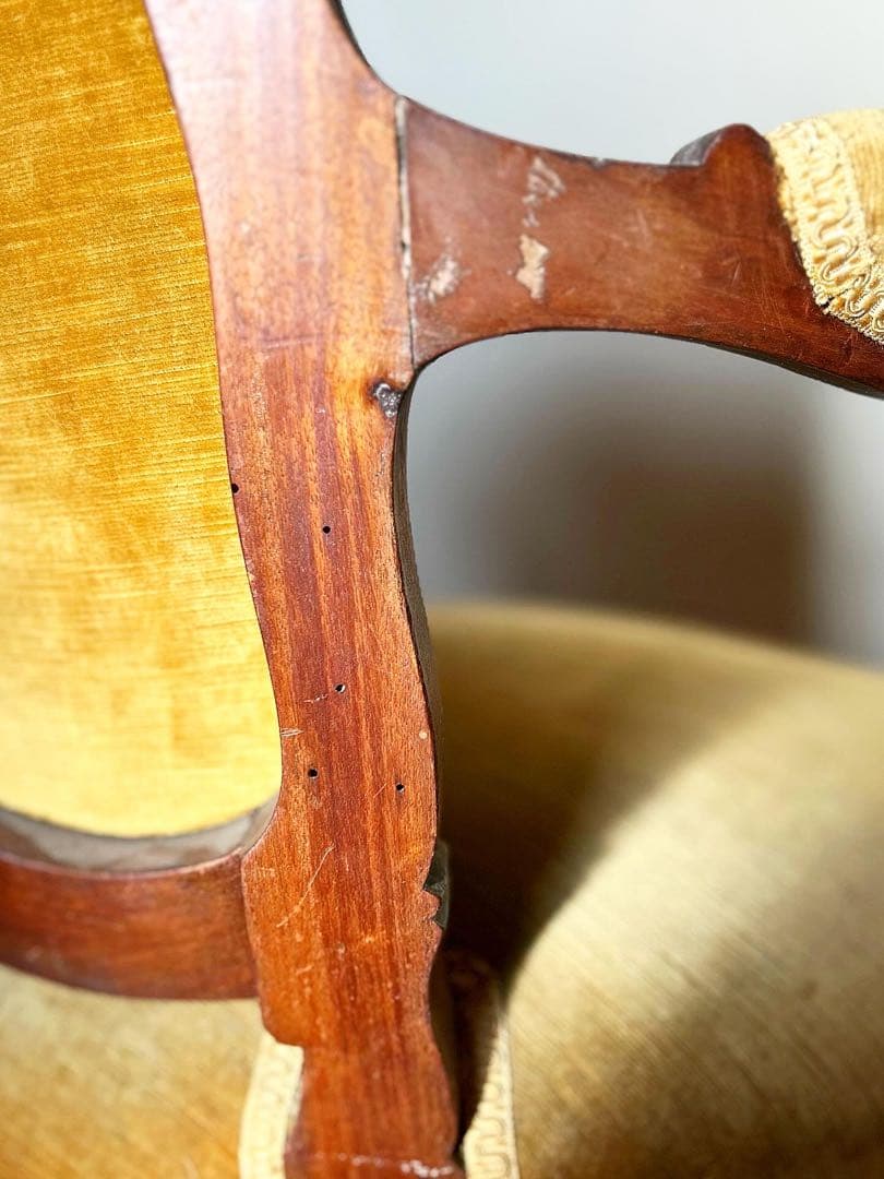 アンティーク アームチェア フランス様式 19世紀末｜修復前 低座