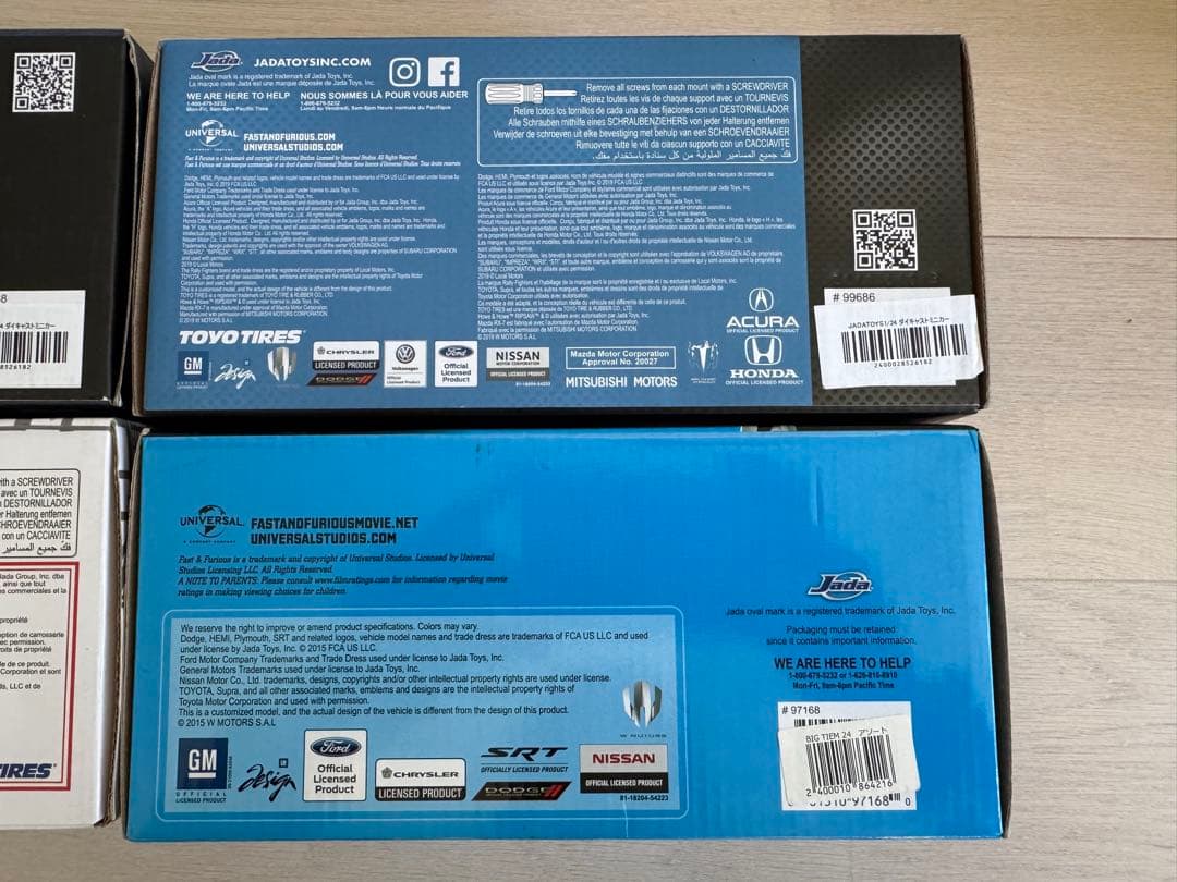 JADA TOYS 1/24 ミニカー4台セット。