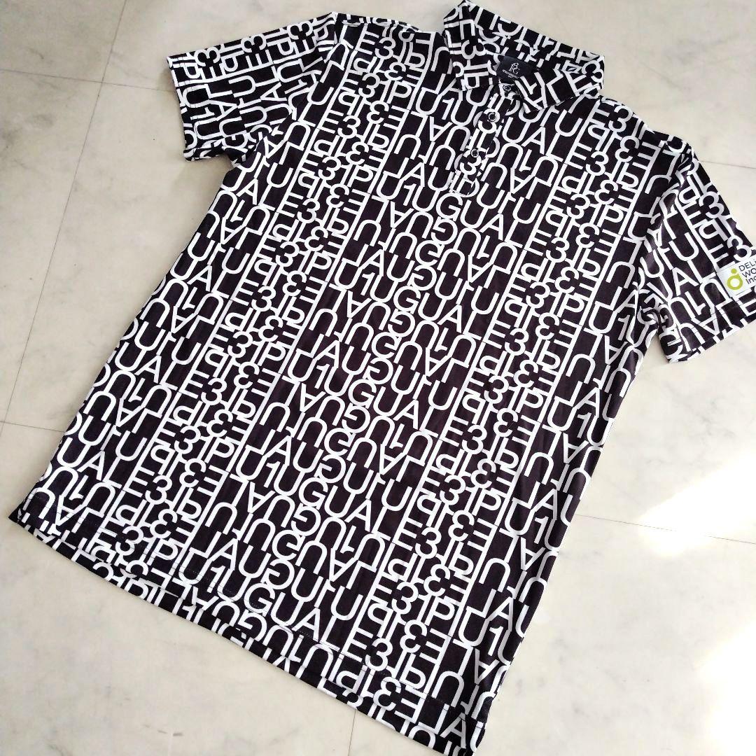 【美品】1PIU1UGUALE3 GOLF ロゴ ポロシャツ 半袖 XL 白黒