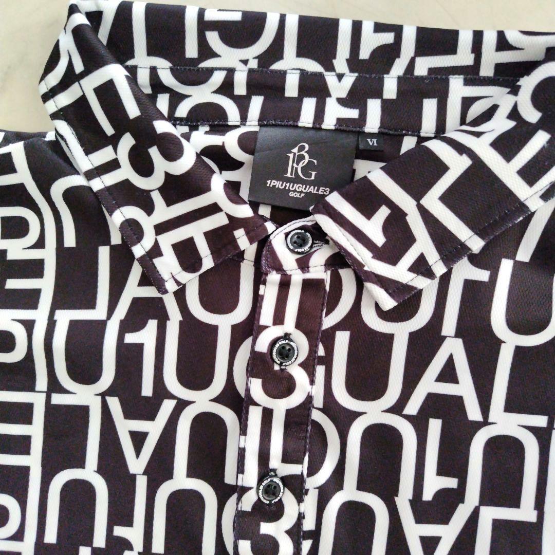 【美品】1PIU1UGUALE3 GOLF ロゴ ポロシャツ 半袖 XL 白黒