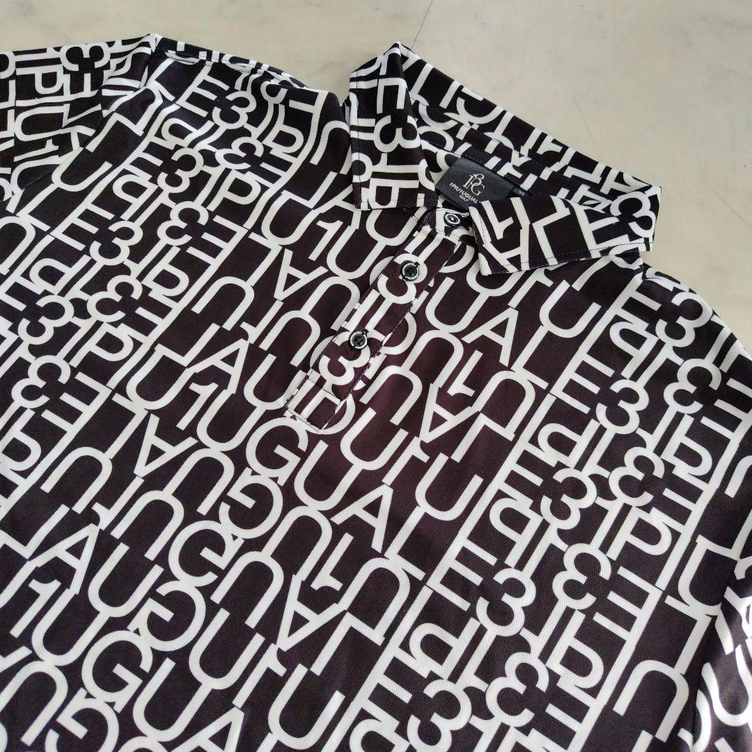 【美品】1PIU1UGUALE3 GOLF ロゴ ポロシャツ 半袖 XL 白黒