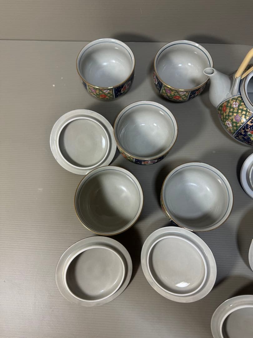 2272 有田焼 瑞窯 茶器セット　急須1客　湯呑蓋付5客　金彩