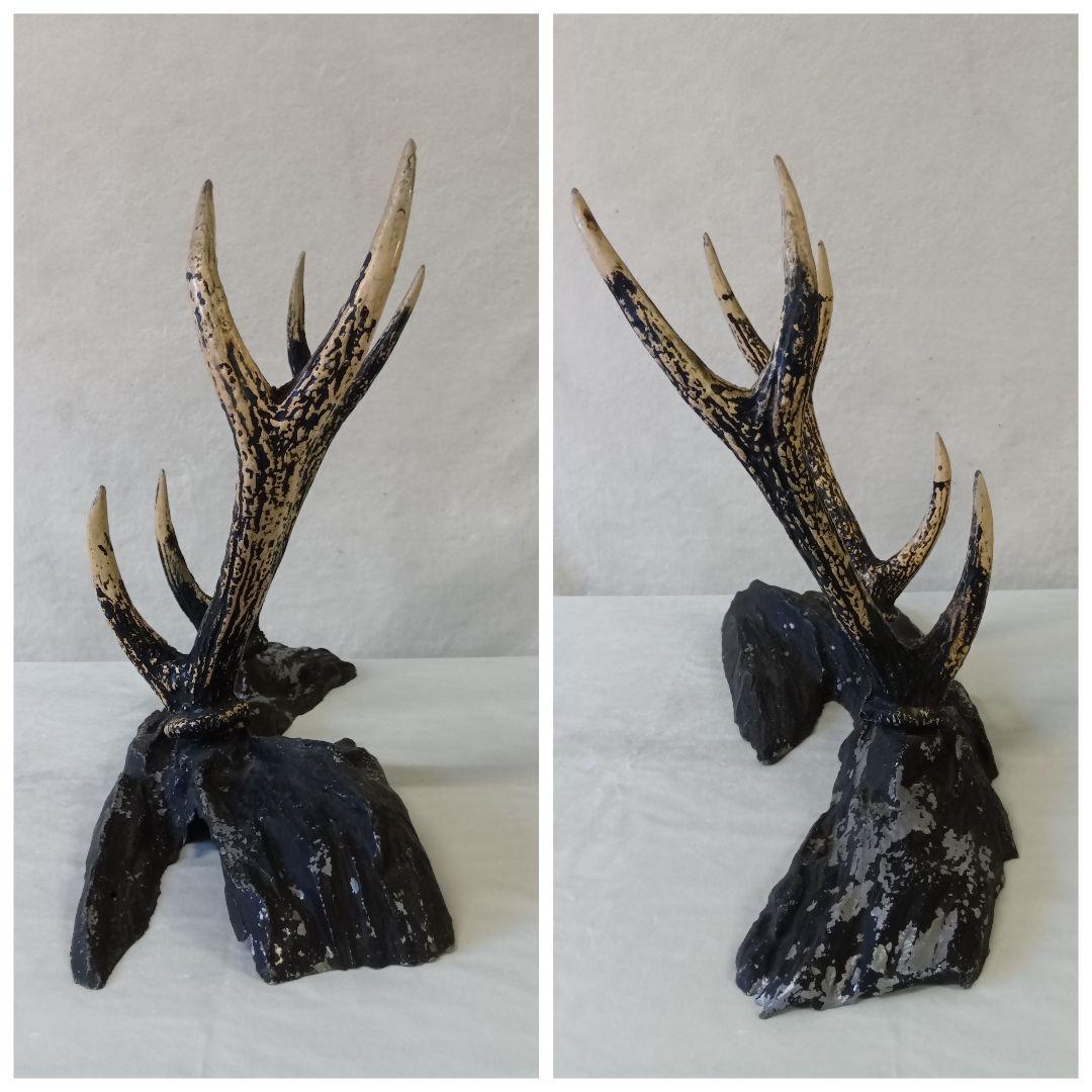 模造刀　模擬刀　日本刀　2振り　刀掛け　美術刀剣 武具　スタンド付　鹿角