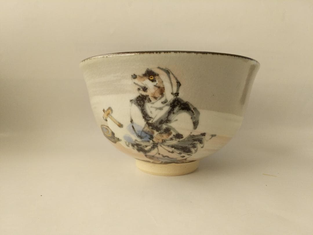 泉涌寺窯 山川敦司 作 宗旦狐絵 茶碗 共箱 茶道具 抹茶碗 新品 未使用