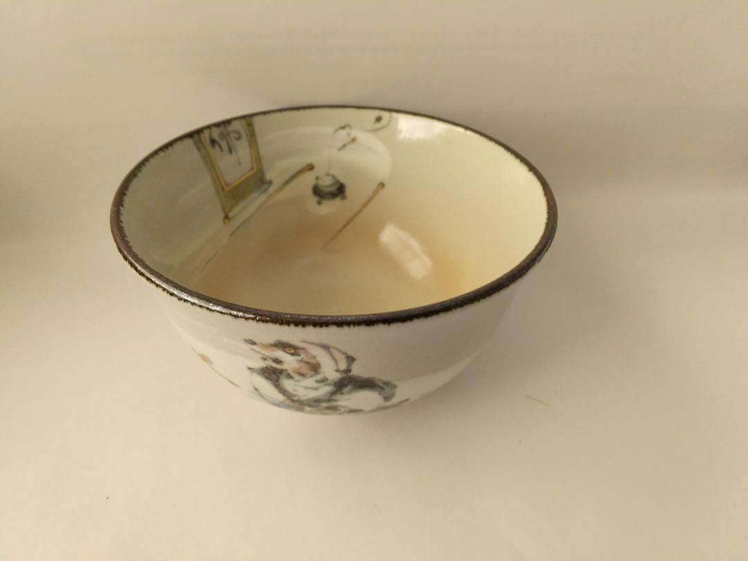 泉涌寺窯 山川敦司 作 宗旦狐絵 茶碗 共箱 茶道具 抹茶碗 新品 未使用