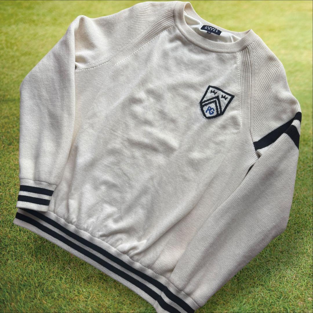 防寒　蓄熱　裏地付き　パーリーゲイツ　ニット　L〜XL相当 オフホワイト　紺　5